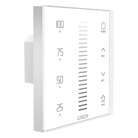 RF2.4GHz CCT dimming Touch Panel, PWM Power output, 12/24Vdc,192W 4A×2CH, Single/Multi Zone Support. E1S  LTECH Touch Panel